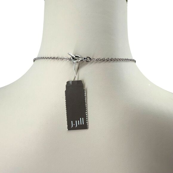 J. Jill Layered Coin Charm Necklace Silver Tone Beaded Medallion Statement NWT - Picture 10 of 11